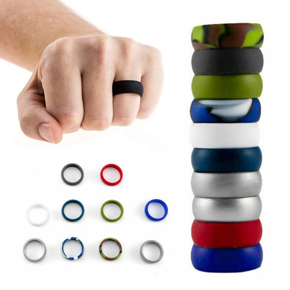 10pcs/Set Men Women Hypoallergenic Silicone Rings
